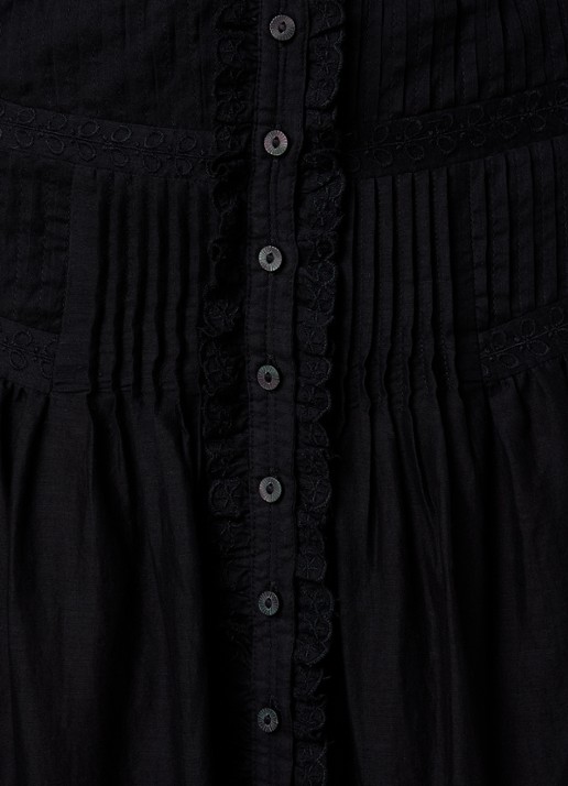 Isabel Marant Loraine maxi rok met borduring en volant - detail 2 zwart