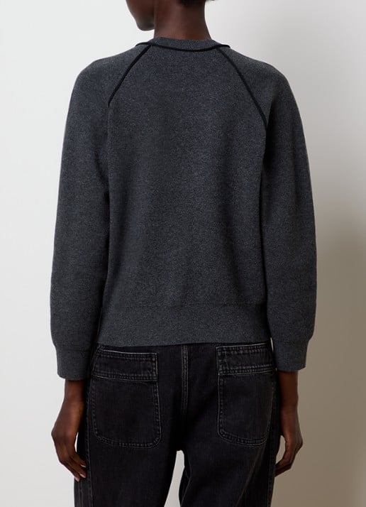 Isabel Marant Loriby sweater in wolblend met logo - achterkant 3 antraciet