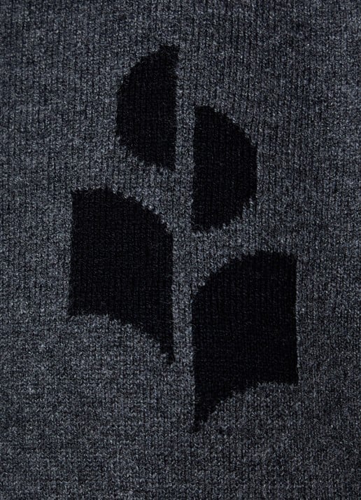 Isabel Marant Loriby sweater in wolblend met logo - detail 5 antraciet