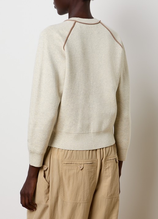 Isabel Marant Loriby sweater in wolblend met logo - achterkant khaki