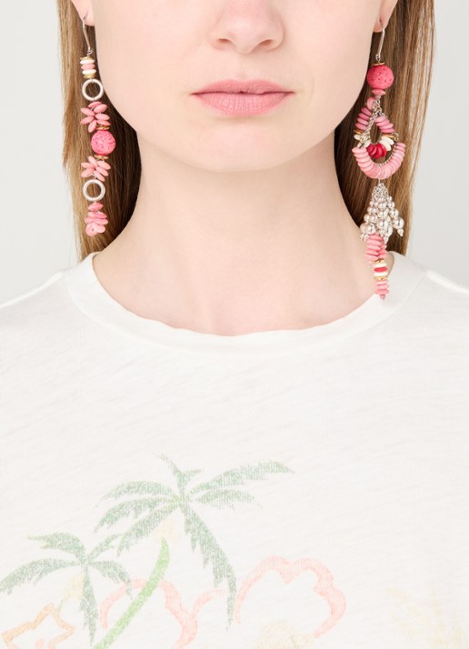 Isabel Marant Lyna oorhangers met kralen - voorkant 2 roze