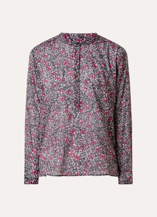 Isabel Marant Maria tuniek met bloemenprint - voorkant 2 cranberryrood