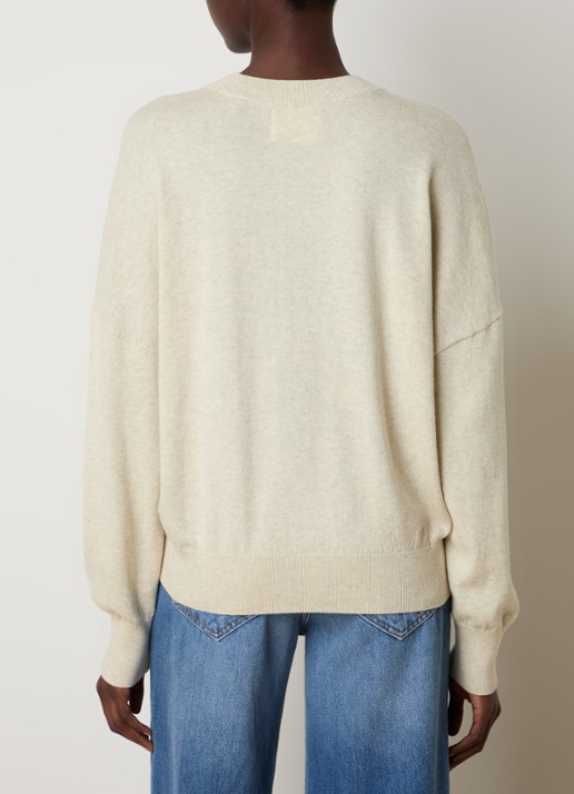 Isabel Marant Marisans fijngebreide pullover in wolblend met ingebreid logo  - achterkant 5 gebroken wit