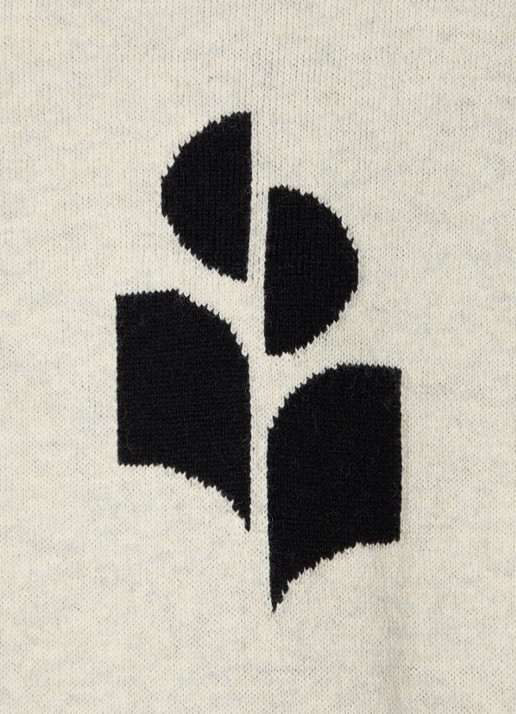 Isabel Marant Marisans fijngebreide pullover in wolblend met ingebreid logo  - detail 2 gebroken wit