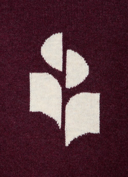Isabel Marant Marisans fijngebreide pullover in wolblend met ingebreid logo  - detail 2 aubergine
