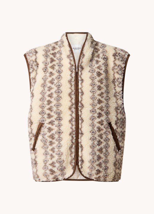 Isabel Marant Maximilia gilet in wolblend met steekzakken - voorkant 2 beige