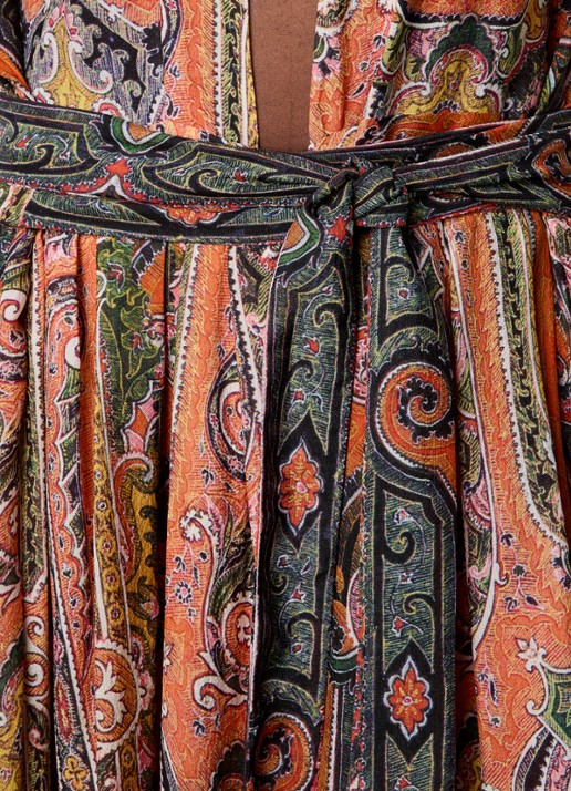Isabel Marant Melissa maxi tuniekjurk van zijde - detail 3 oranje