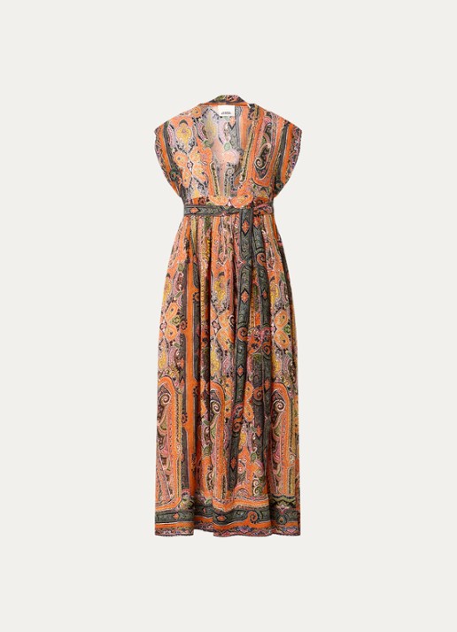 Isabel Marant Melissa maxi tuniekjurk van zijde - voorkant 4 oranje