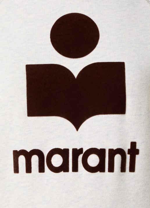 Isabel Marant Milly sweater met gemêleerd dessin en flock logoprint - detail 2 grijsmele
