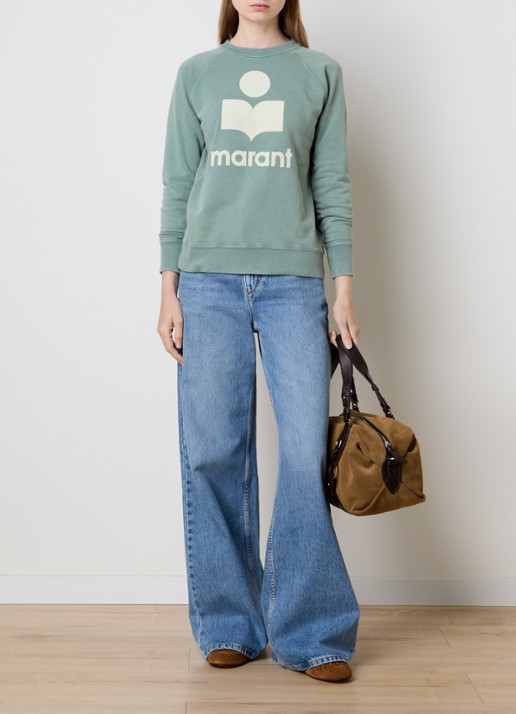 Isabel Marant Millyny sweater met flock logoprint - voorkant 2 groen