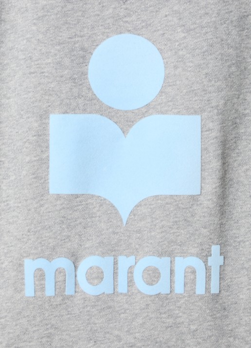 Isabel Marant Moby sweater in  katoenblend met flock logoprint - detail 4 grijs