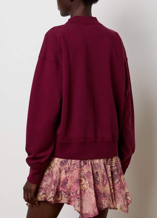 Isabel Marant Moby sweater met flock logoprint en opstaande kraag - achterkant 5 bordeauxrood