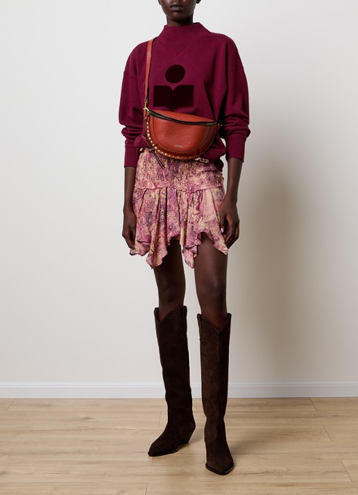 Isabel Marant Moby sweater met flock logoprint en opstaande kraag - voorkant 2 bordeauxrood