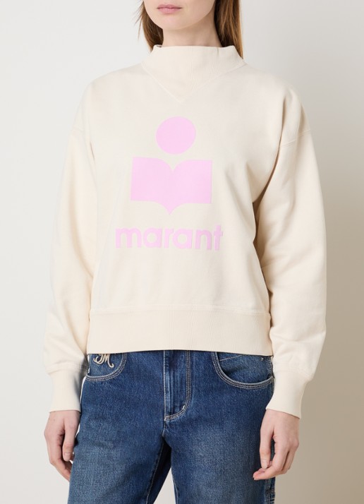 Isabel Marant Moby sweater met flock logoprint en opstaande kraag