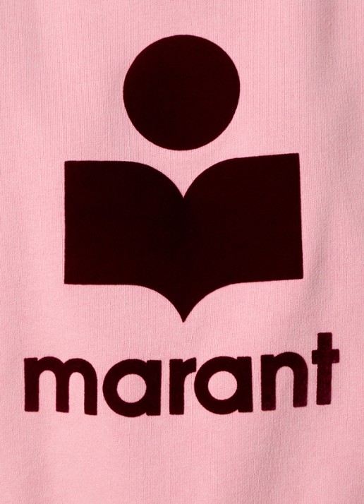 Isabel Marant Moby sweater met flock logoprint en opstaande kraag - detail 4 zalmroze