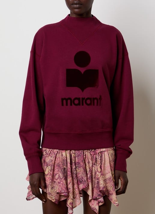 Isabel Marant Moby sweater met flock logoprint en opstaande kraag