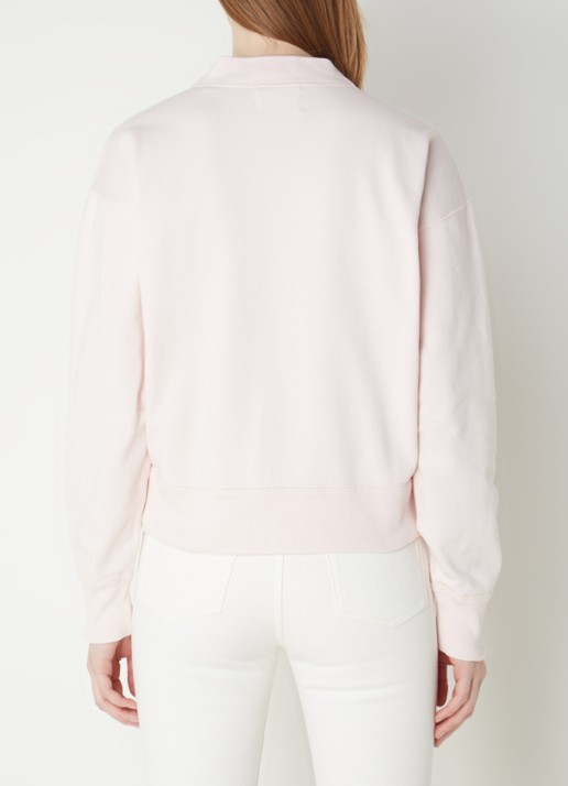 Isabel Marant Moby sweater met flock logoprint  - achterkant 5 lichtroze