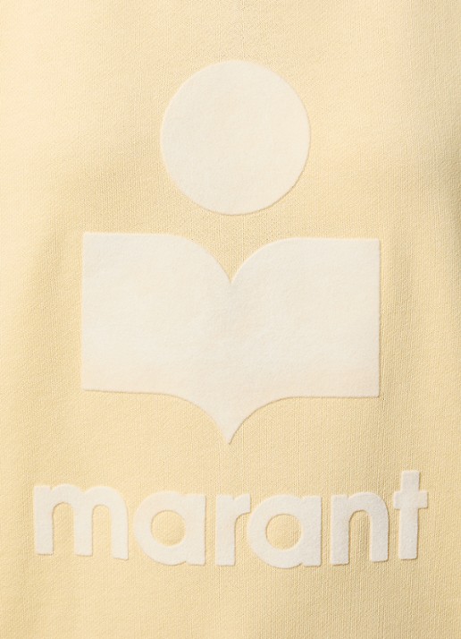 Isabel Marant Moby sweater met opstaande kraag en flock logoprint - detail 5 lichtgeel