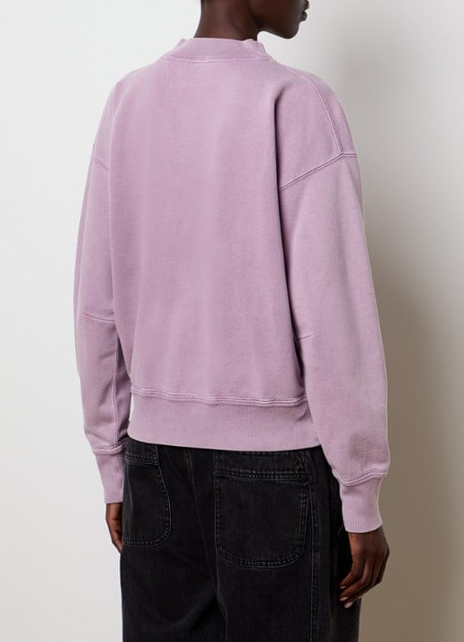 Isabel Marant Moby sweater met opstaande kraag en flock logoprint - achterkant oudroze