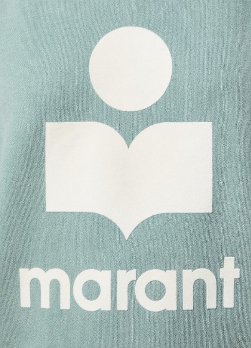 Isabel Marant Moby sweater met opstaande kraag en flock logoprint - detail 3 lindegroen
