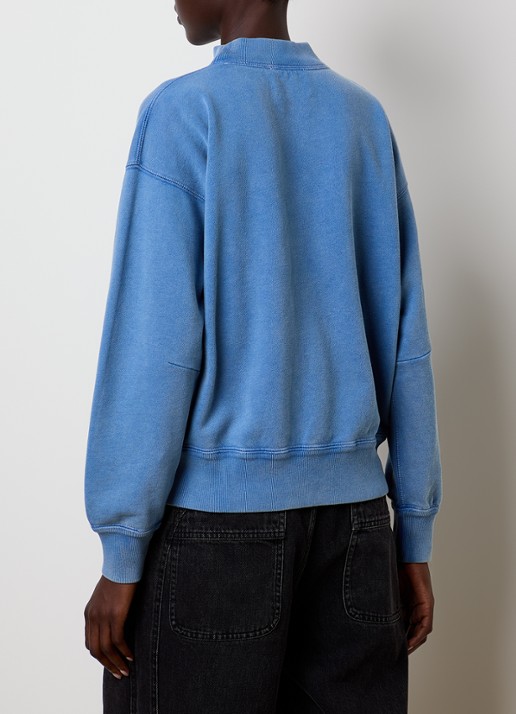Isabel Marant Moby sweater met opstaande kraag en flock logoprint - achterkant blauw