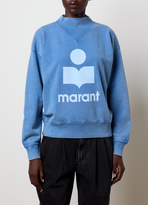 Isabel Marant Moby sweater met opstaande kraag en flock logoprint
