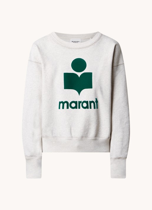 Isabel Marant Mobyli sweater met flock logoprint - voorkant 3 grijsmele