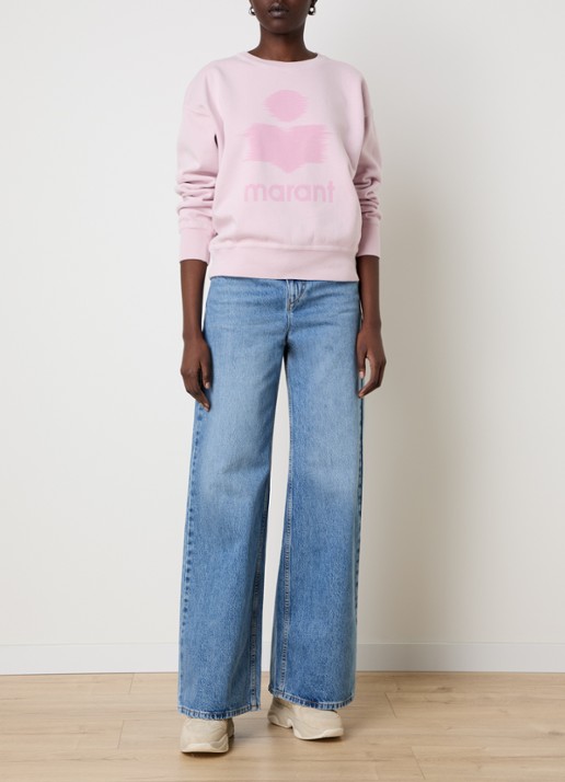 Isabel Marant Mobyli sweater met logoprint - voorkant 3 lichtroze