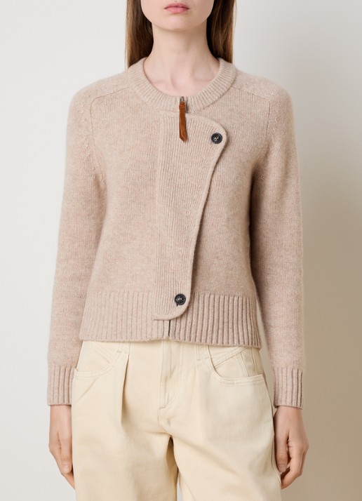 Isabel Marant Murielle fijngebreid vest in kasjmierblend met asymmetrisch detail - detail beige