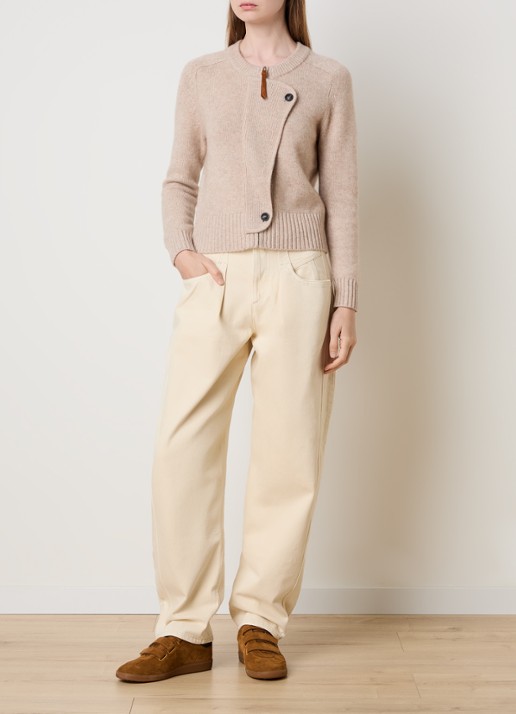 Isabel Marant Murielle fijngebreid vest in kasjmierblend met asymmetrisch detail - voorkant 5 beige