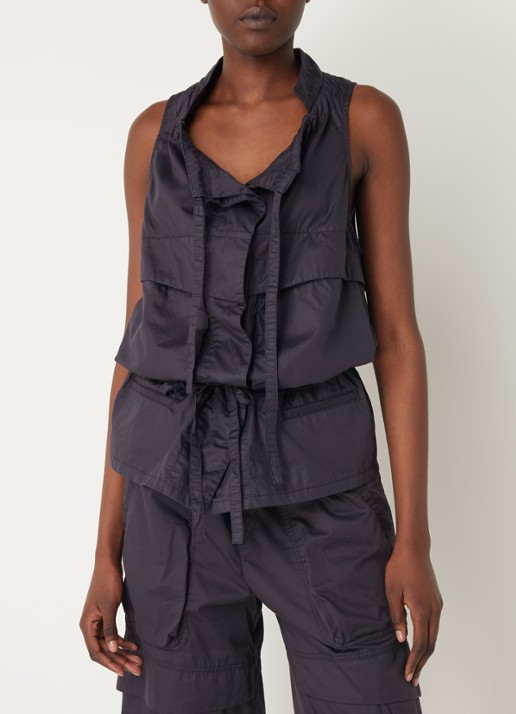 Isabel Marant Nadea mouwloze blouse met strikceintuur en koorddetail  - detail 2 antraciet
