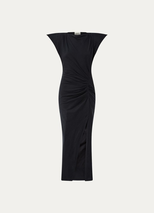 Isabel Marant Nadela maxi jurk met plooidetail en split - voorkant zwart
