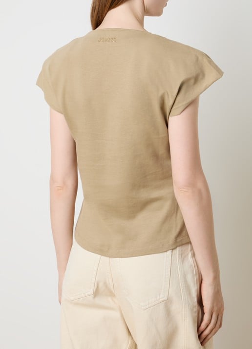 Isabel Marant Nadrine top met schoudervulling en V-hals - achterkant 5 beige