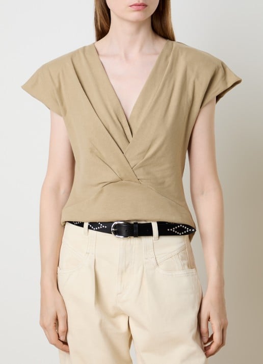 Isabel Marant Nadrine top met schoudervulling en V-hals - detail 3 beige