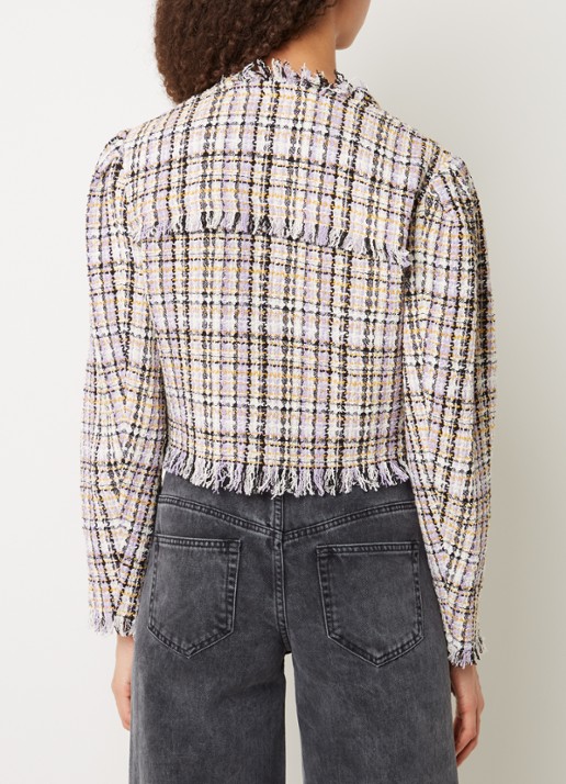 Isabel Marant Nameo cropped blazer met tweed-look - achterkant lichtpaars