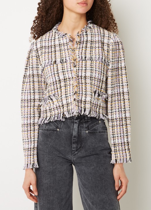 Isabel Marant Nameo cropped blazer met tweed-look - detail 2 lichtpaars