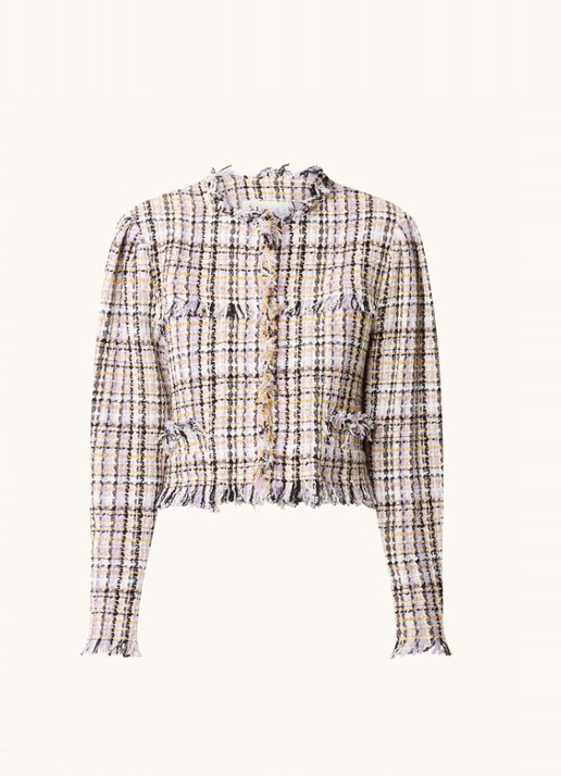 Isabel Marant Nameo cropped blazer met tweed-look - voorkant 4 lichtpaars
