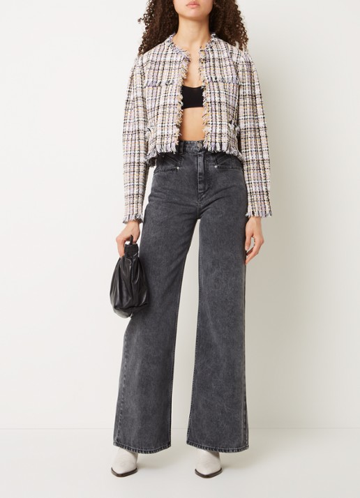 Isabel Marant Nameo cropped blazer met tweed-look - voorkant 5 lichtpaars