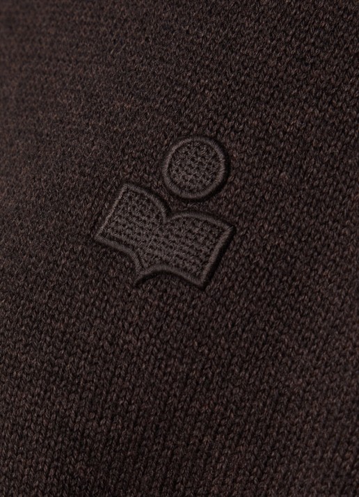 Isabel Marant Nasha fijngebreide trui in wolblend met col - detail 2 chocoladebruin