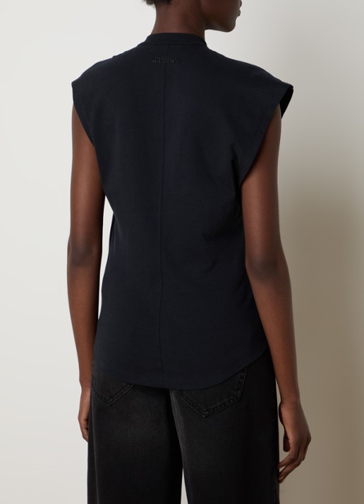 Isabel Marant Nayda T-shirt met asymmetrische hals  - achterkant zwart