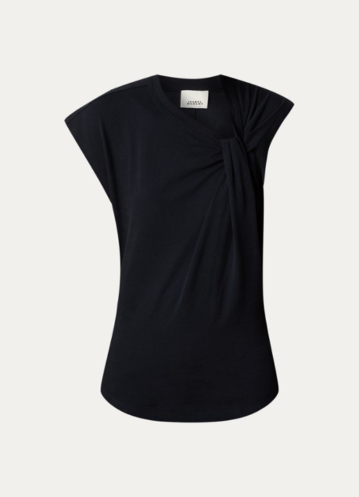 Isabel Marant Nayda T-shirt met asymmetrische hals  - voorkant 2 zwart