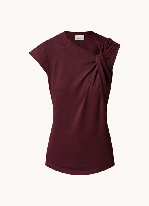Isabel Marant Nayda top met knoopdetail - voorkant 4 aubergine