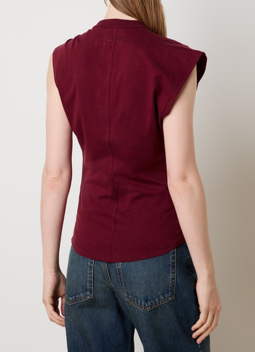Isabel Marant Nayda top met knoopdetail - achterkant 5 cranberryrood