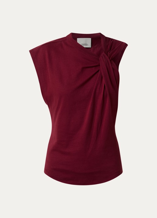 Isabel Marant Nayda top met knoopdetail - voorkant cranberryrood