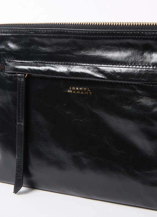 Isabel Marant Nessah clutch van lakleer - detail 4 zwart