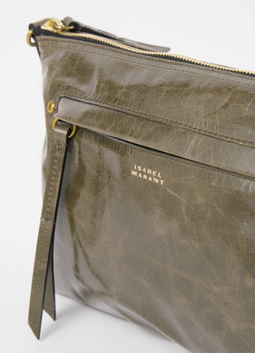 Isabel Marant Nessah crossbodytas van leer - detail 5 khaki