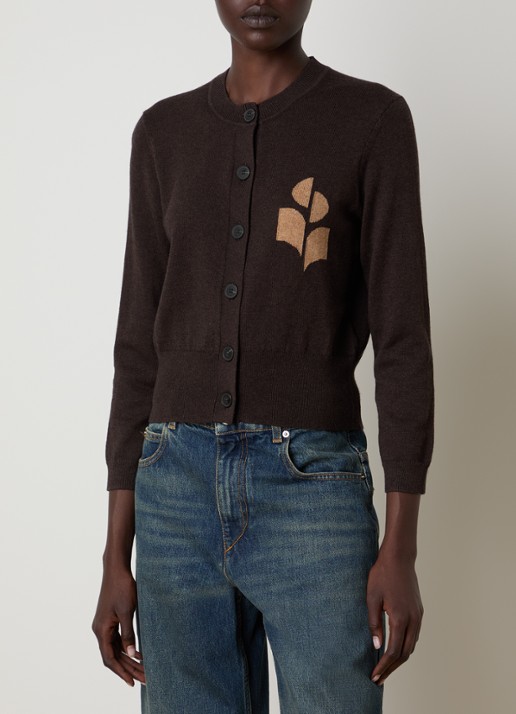 Isabel Marant Newton fijngebreid vest in wolblend met logo