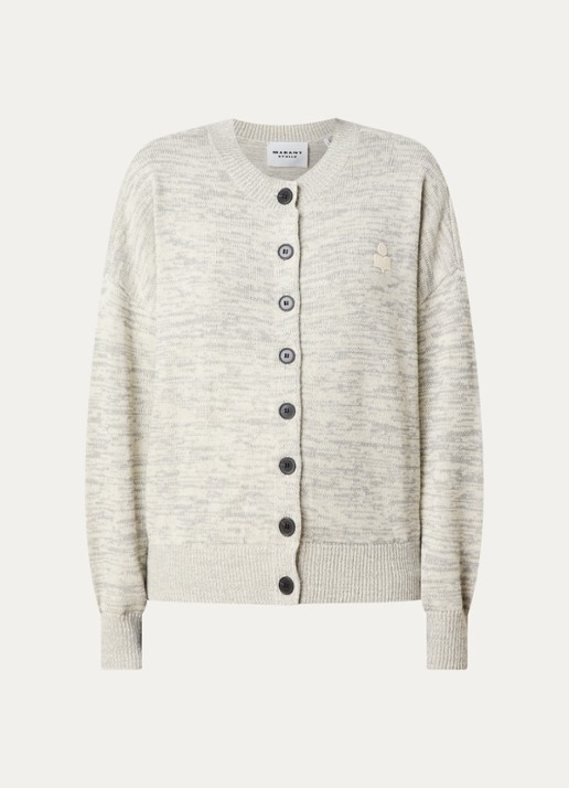 Isabel Marant Nouny grofgebreid vest in wolblend met gemêleerd dessin - voorkant 2 grijsmele