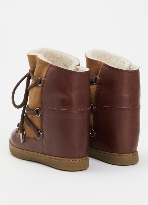 Isabel Marant Nowles snowboot van leer met suède details - achterkant 4 bruin