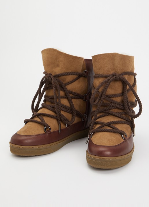 Isabel Marant Nowles snowboot van leer met suède details - detail bruin